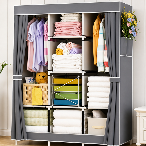 Універсальна тканинна шафа для зберігання речей HCX WARDROBE NEW CL-128 / Складаний органайзер для одягу 170х130х45см Jam8694 фото