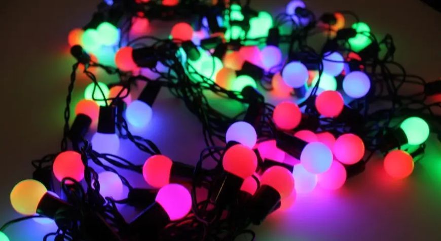 Гірлянда матова кулька 28LED 5м (флеш) 10мм, Новорічна бахрама, Світлодіодна гірлянда, Вулична гірлянда mu13829 фото