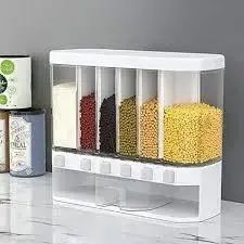 Органайзер на 6 секцій для сипучих продуктів Assorted Grain Rice Bucket диспенсер для круп, дозатор для цукру 5095878 фото