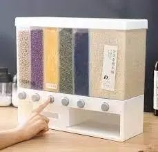 Органайзер на 6 секцій для сипучих продуктів Assorted Grain Rice Bucket диспенсер для круп, дозатор для цукру 5095878 фото