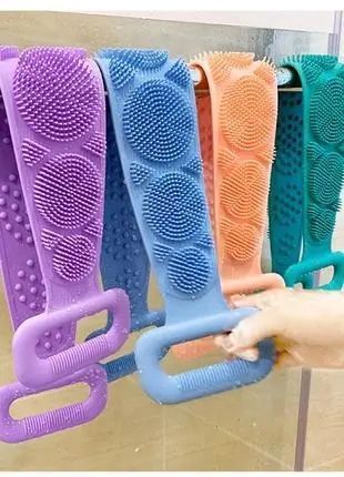Силіконова щітка, що очищає мочалка - Silicone bath towel масажна для душу і ванни 20500000017 фото