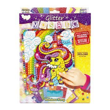 Креативна творчість "Блискуча мозаїка: Rainbow Pony" БМ-02-04, 20.6х26 см БМ-02-04 фото