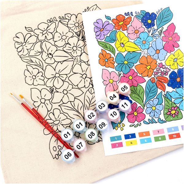 Набір для творчості екосумка-розмальовка "Funny flowers" N0003647 розмір 38х42 см N0003647 фото