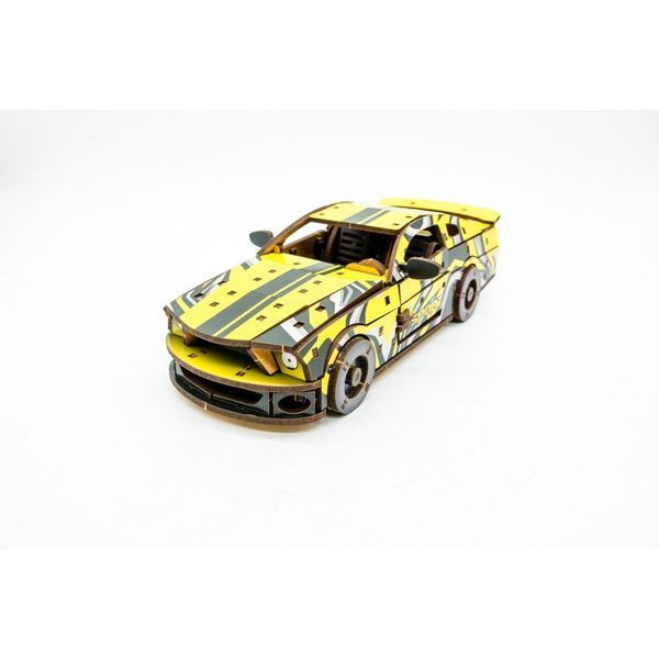 Дерев'яний 3D конструктор "Muscle car GT" Puz-00638, 162 деталі, жовтий Puz-00638 фото