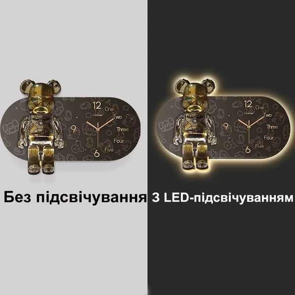 Годинники настінні овальні "Ведмедик" з LED підсвічуванням (NCH-40-60) M17176 фото