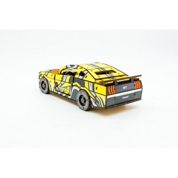 Дерев'яний 3D конструктор "Muscle car GT" Puz-00638, 162 деталі, жовтий Puz-00638 фото