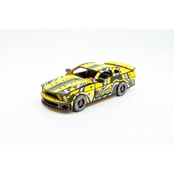 Дерев'яний 3D конструктор "Muscle car GT" Puz-00638, 162 деталі, жовтий Puz-00638 фото