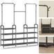 Стійка-вішалка для одягу та взуття Model1BLACK &mdash; 164&times;137&times;26см, 11полок, 4гачки, підлогова, нержавіюча сталь G9733 фото 3