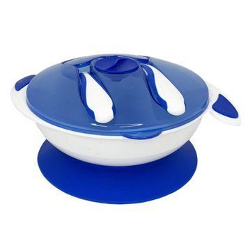 Тарілка на присосці з ложкою та виделкою MGZ-0109(Blue) 350 мл MGZ-0109(Blue) фото