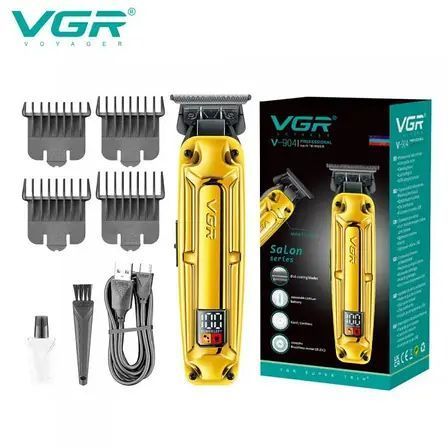 Акумуляторна машинка для стрижки VGR V-904 GOLD, 4 насадки, 2000 mAh, LED дисплей sp9567 фото