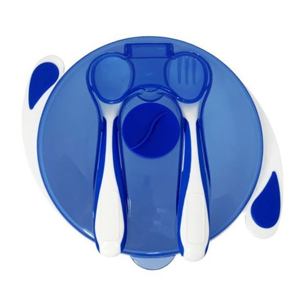 Тарілка на присосці з ложкою та виделкою MGZ-0109(Blue) 350 мл MGZ-0109(Blue) фото