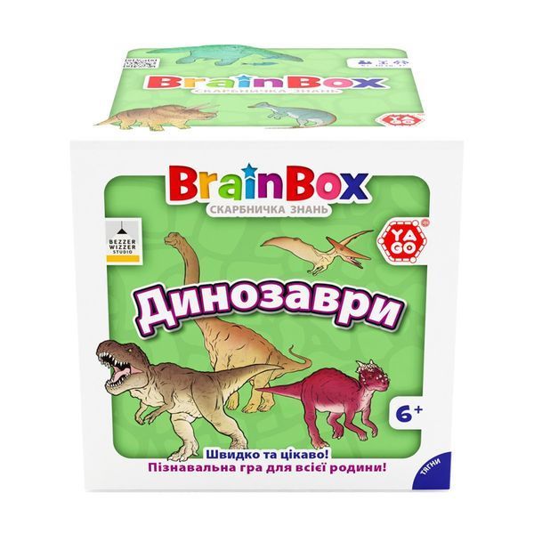 Карткова гра Brainbox "Динозаври" Yago BZZBRDI02UA 55 карток 1 гральний кубик BZZBRDI02UA фото