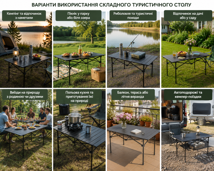 Стіл складаний туристичний 120х55х51см Чорний / Стіл для пікніка з чохлом G10213 фото