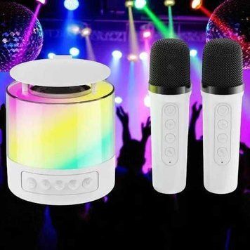 Портативна акустична колонка K19 з Bluetooth та LED-підсвічуванням для караоке Білий G6319 фото