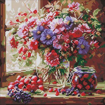 Алмазна мозаїка "Букет і фрукти" &copy;art_selena_ua AMO8314, 40х40 см AMO8314 фото