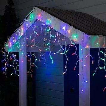 Різнокольоровий Новорічна святкова гірлянда бахрома 120 Led прозорий провід 3х0.5 м Dyd4141/4 фото
