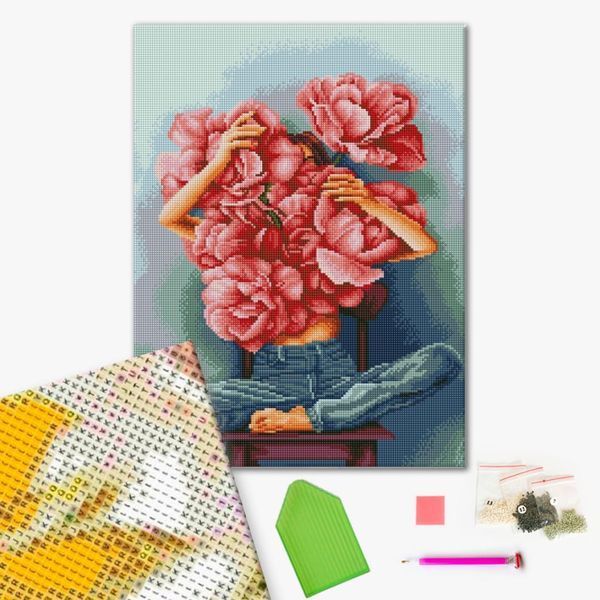 Алмазна мозаїка "Півонії в обіймах" &copy;Mykhailyshyna Daria DBS1073 Brushme 40х50 см DBS1073 фото