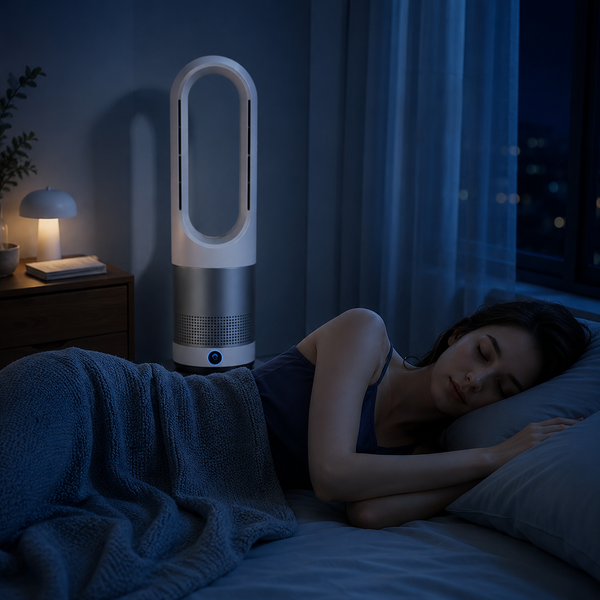 Мобільний безлопатевий вентилятор Germatic LED 1200W / Кондиціонер підлоговий 2в1 з обігрівом та охолодженням AM-018JR сенсор, пульт ДК, автоповорот 80&deg; M17380 фото