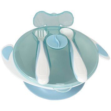 Тарілка на присосці з ложкою та виделкою MGZ-0109(Light-Blue) 350 мл MGZ-0109(Light-Blue) фото