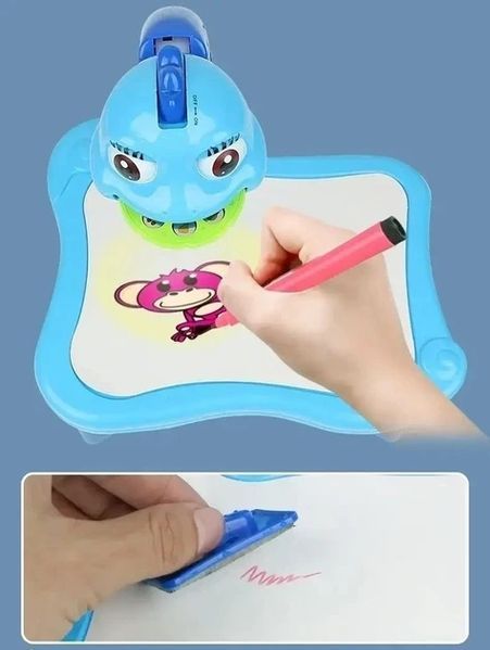 Дитячий столик проєктор для малювання Projector Painting набір із проєктором, 24 слайди, фломастери Синій PPI24 фото