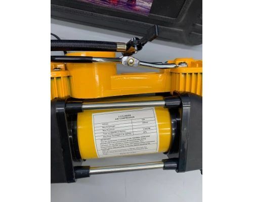 Авто компресор з набором інструментів у кейсі YELLOW / Автомобільний двопоршневий Сила ДАБЛ G0568 фото