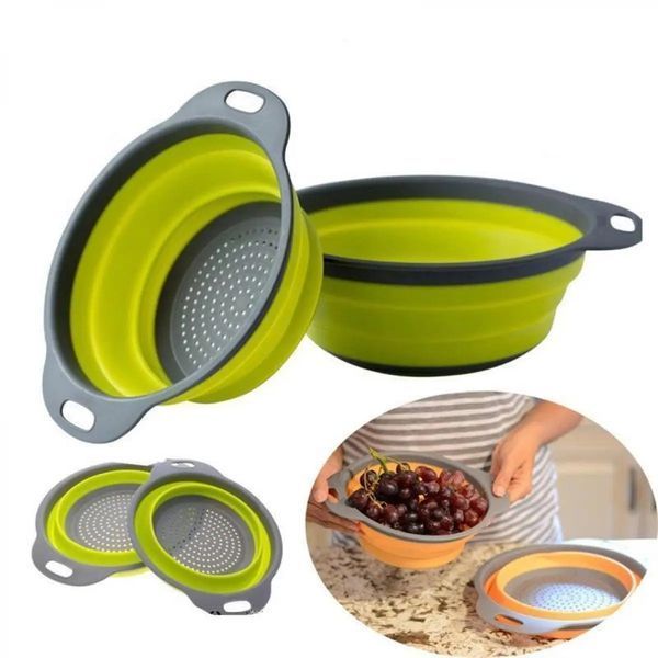 Друшляк силіконовий складаний великий + маленький Collapsible filter baskets V3348 фото