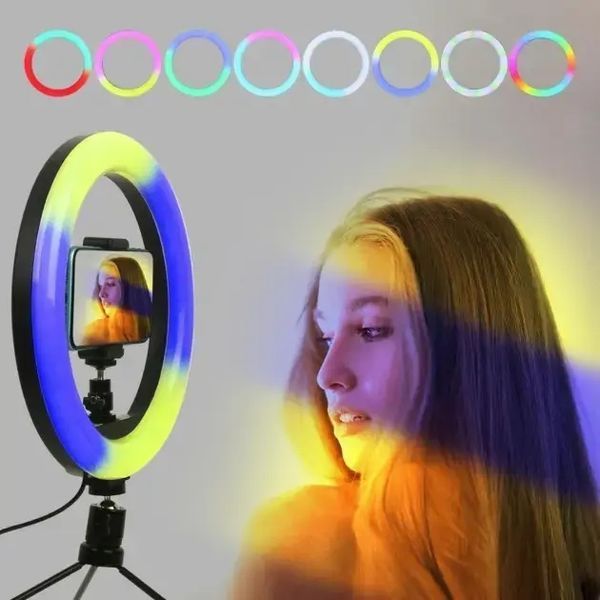 Кільцева світлодіодна лампа RGB LED RING MJ33/ 33 см із кріпленням для телефону 2433321252 фото