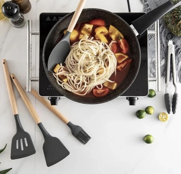 Силіконовий кухонний набір приладдя Kitchen stuff 12 предметів BLACK KIT1224 фото