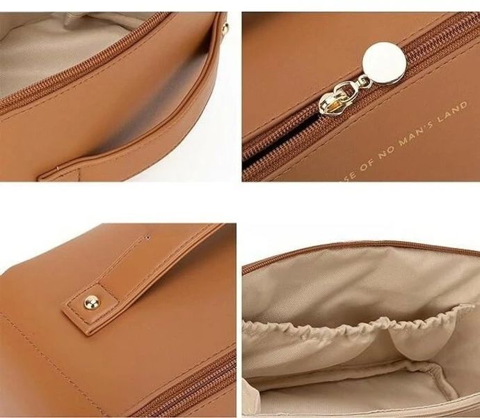 Містка косметичка з діагональною застібкою CosmyCase, коричнева COS230 фото