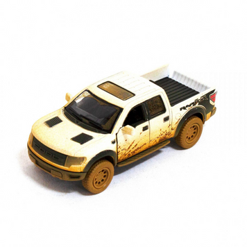 Дитяча модель машинки пікап Ford F-150 SVT Raptor-Supercrew Muddy Kinsmart KT5365WY інерційна, 1:46 White KT5365WY(White) фото