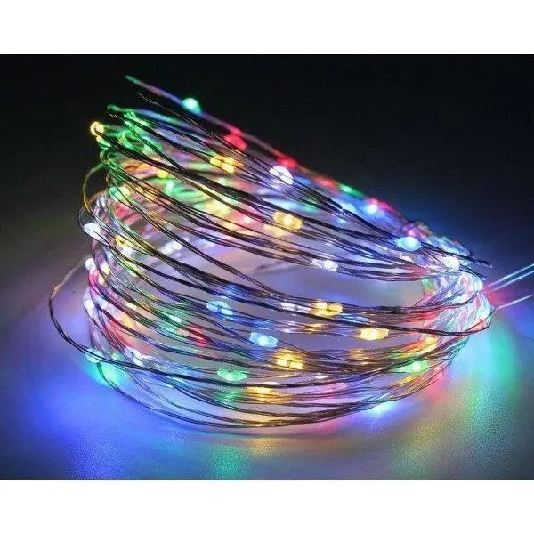 Новорічні гірлянди мідна дротяна лампа 100LED 10М БП 5В 220V (СП) RGB RD-7110 mu13811 фото