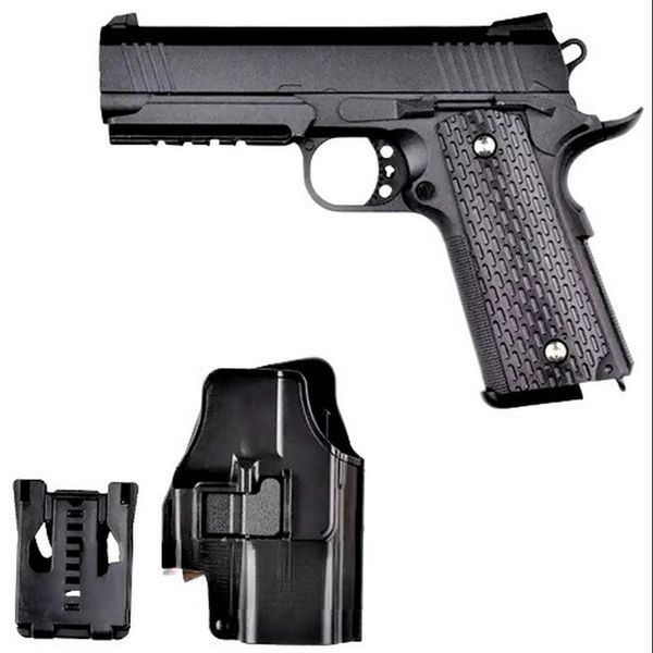 Дитячий пістолет на кульках "Colt 1911 Rail" Galaxy G25+ метал чорний з кобурою G25+ фото