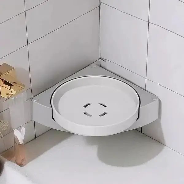 Кутова обертова полиця для ванної кімнати Multi Functional Rotational Tray G8580 фото