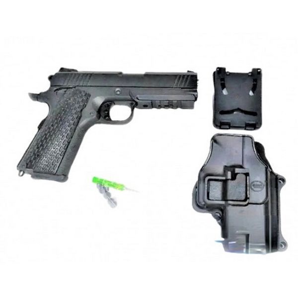 Дитячий пістолет на кульках "Colt 1911 Rail" Galaxy G25+ метал чорний з кобурою G25+ фото