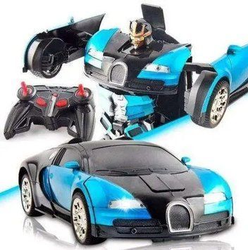 Машинка Трансформер Bugatti Size 18 см Robot Car синя з пультом pr2145777 фото