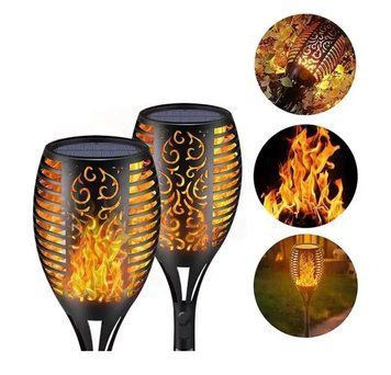 Водонепроникний ліхтар 80 см з ефектом полум'я Solar flame led light sensor activated LED525 фото