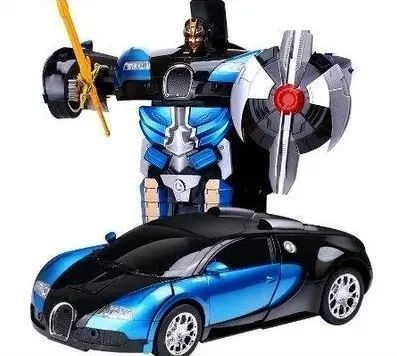 Машинка Трансформер Bugatti Size 18 см Robot Car синя з пультом pr2145777 фото