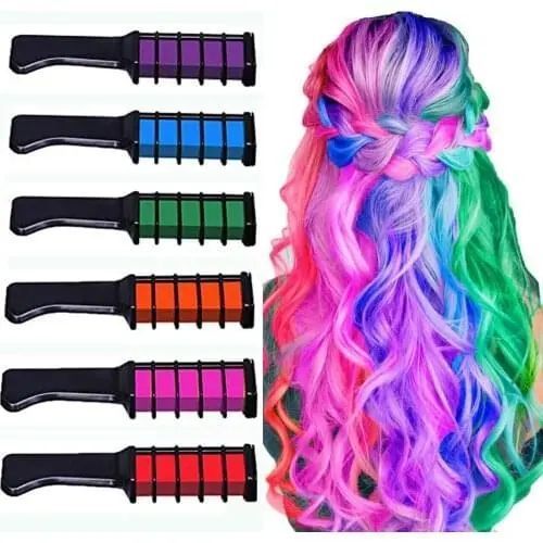 Набір крейди для волосся 6 шт Hair chalk Різнокольорові барвники гребінець для дітей та дорослих VEN0603 фото