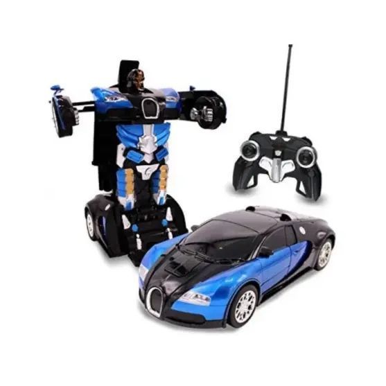 Машинка Трансформер Bugatti Size 18 см Robot Car синя з пультом pr2145777 фото