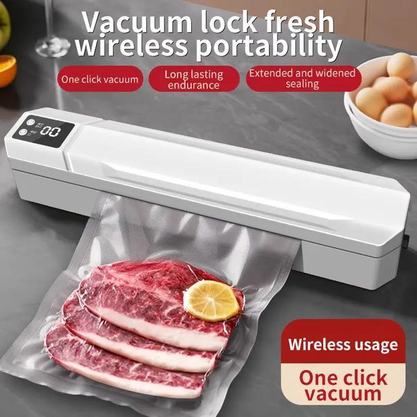 Вакуумний пакувальник пакетів Vacuum Sealer / Автоматичний побутовий вакууматор з пакетами, вакуумайзер для пакування та зберігання їжі G5878 фото