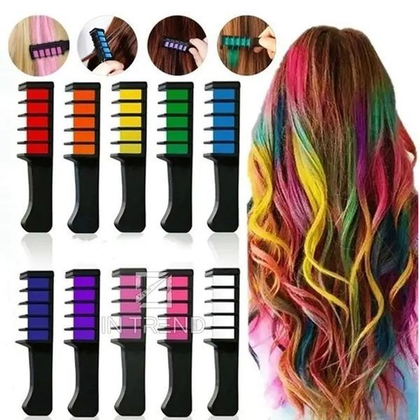 Набір крейди для волосся 6 шт Hair chalk Різнокольорові барвники гребінець для дітей та дорослих VEN0603 фото