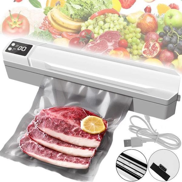 Вакуумний пакувальник пакетів Vacuum Sealer / Автоматичний побутовий вакууматор з пакетами, вакуумайзер для пакування та зберігання їжі G5878 фото