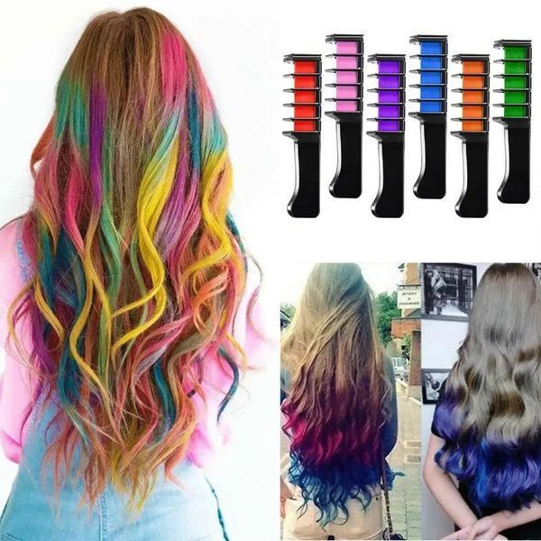 Набір крейди для волосся 6 шт Hair chalk Різнокольорові барвники гребінець для дітей та дорослих VEN0603 фото