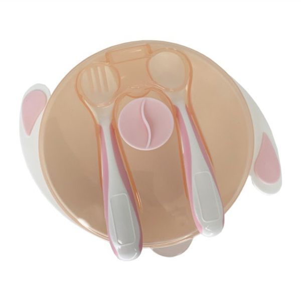 Тарілка на присосці з ложкою та виделкою MGZ-0109(Peach) 350 мл MGZ-0109(Peach) фото