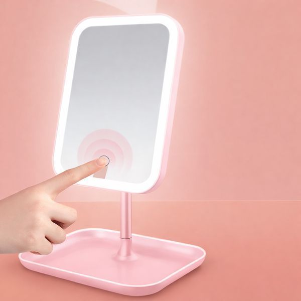 Дзеркало для макіяжу з LED-підсвіткою, від USB, LY-696/Дзеркало на ніжці/Дзеркало косметичне LY696 фото