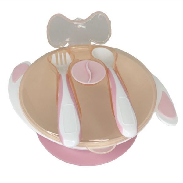 Тарілка на присосці з ложкою та виделкою MGZ-0109(Peach) 350 мл MGZ-0109(Peach) фото