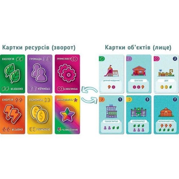 Карткова гра "Карткове місто" PCT01UA 160 двобічних карток ресурсів PCT01UA фото