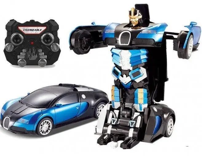 Машинка Трансформер Bugatti Size 18 см Robot Car синя з пультом pr2145777 фото