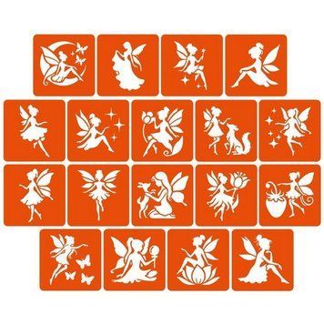 Набір трафаретів для біо-тату "Fairies №2" fairies2_5x5_18_1 fairies2_5x5_18_1 фото