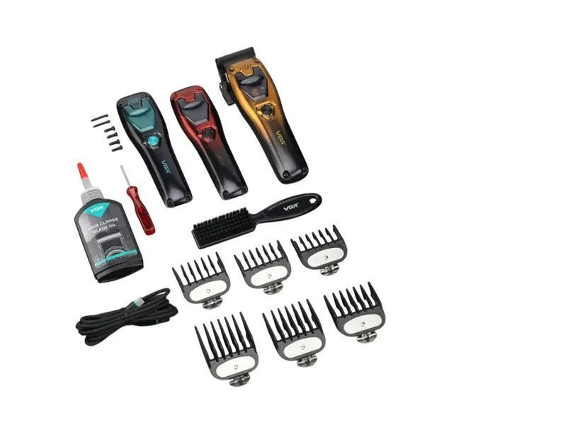 Акумуляторна машинка для стрижки VGR V-668, 8000-11000 RPM, 6 насадок, LED дисплей, змінний корпус sp10428 фото
